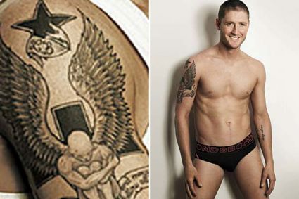 Michael Clarke Angel And Arabic Tattoo